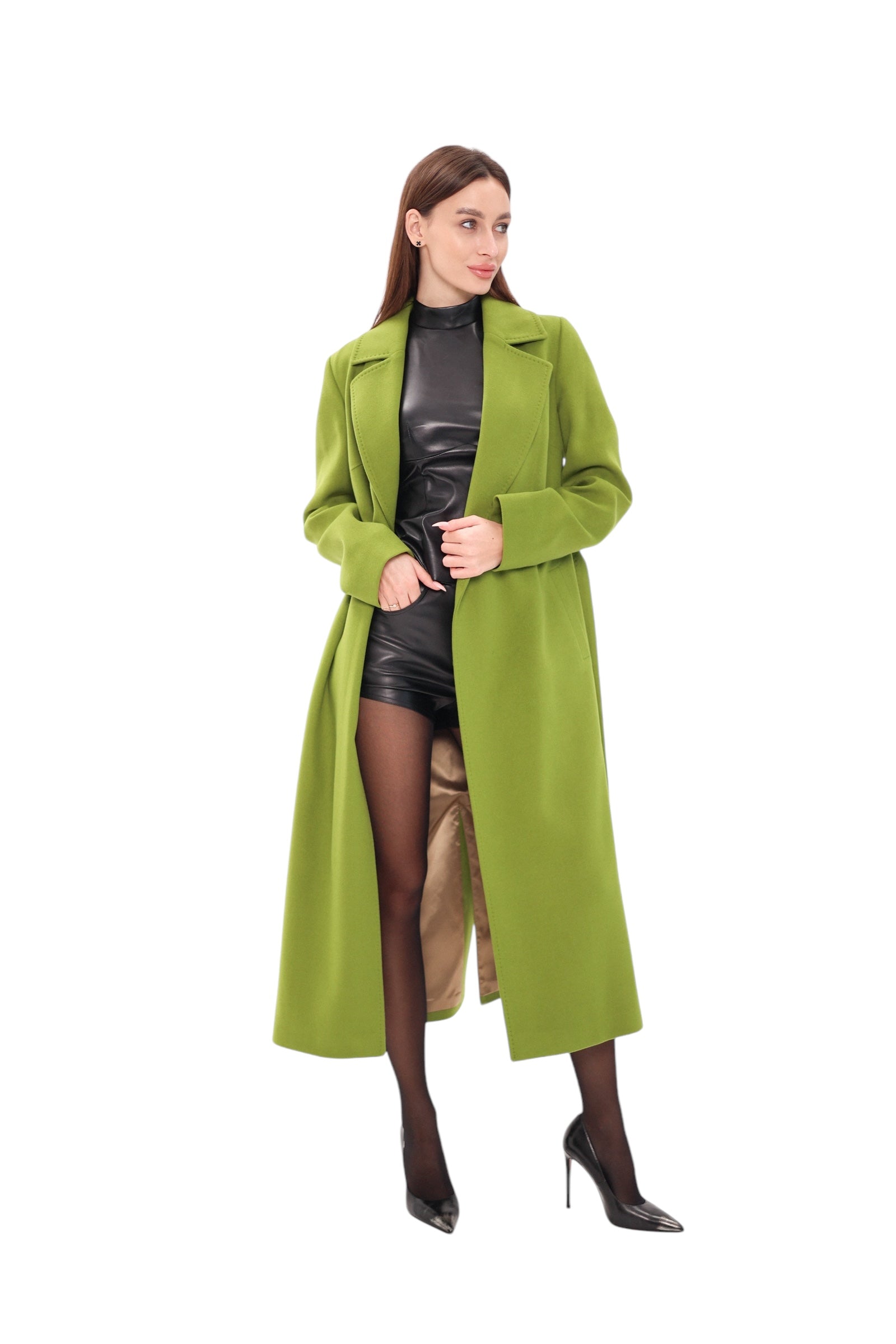Astoria Classic Wraparound Wool Blend Overcoat in Pistachio