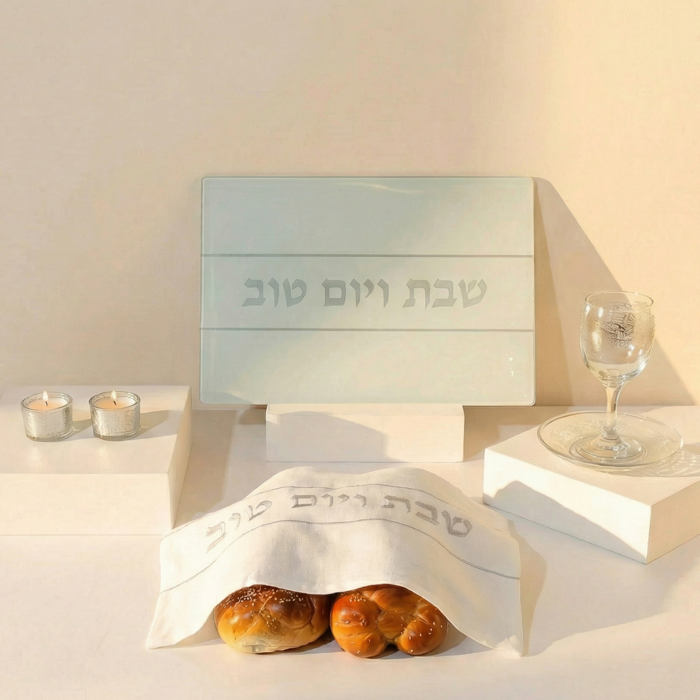 Luxury White Linen Challah Cover – Nice Shabbat Series