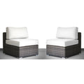 Outdoor Sectional Set HDPE Wicker Aluminum Brown Armless 2 Piece 300 LB