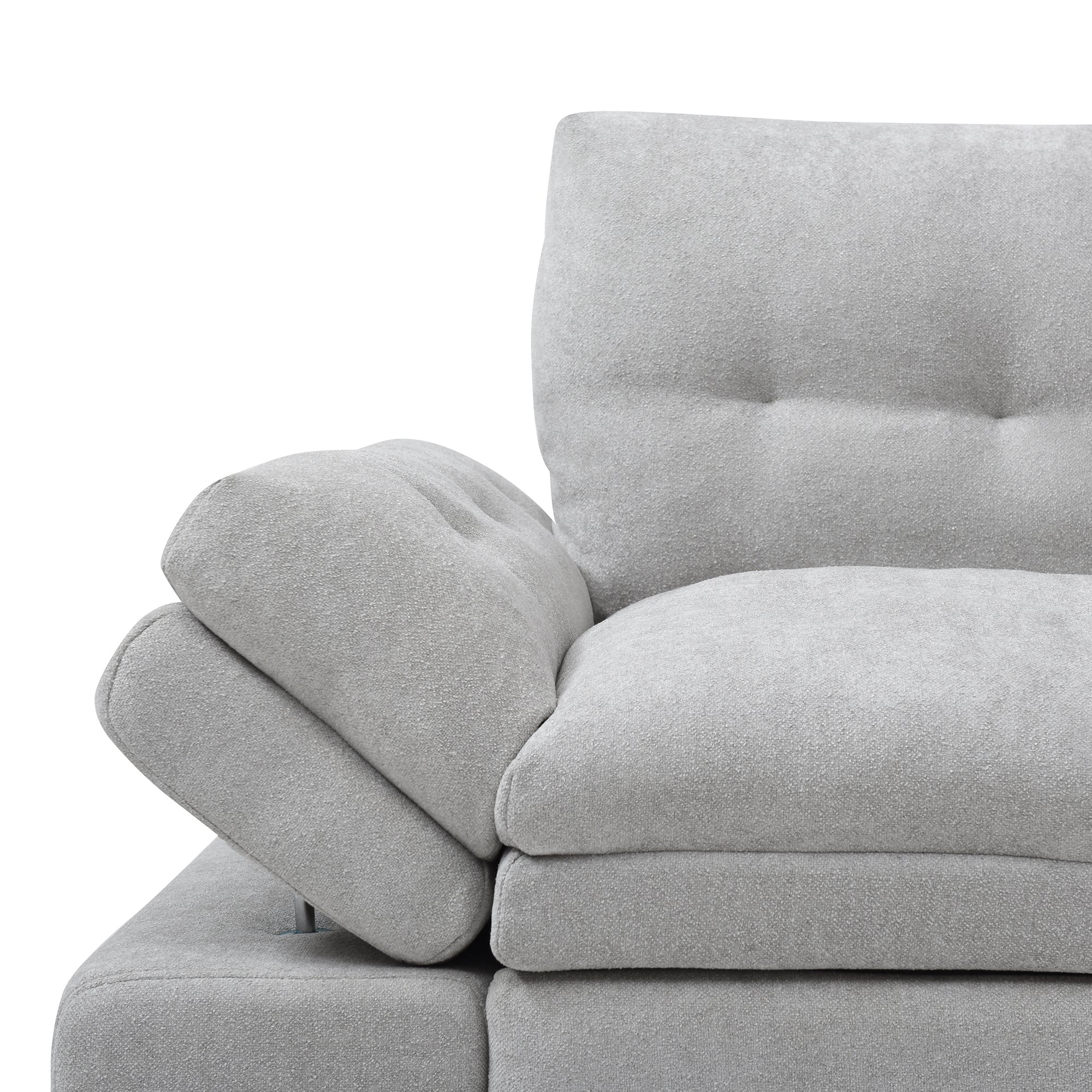 Sofa Bed 3-in-1 Linen Gray Pull-Out Chaise Recliner Armchair 164 LB
