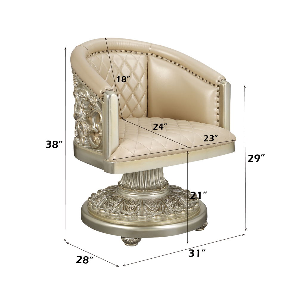 Sorina - Arm Chair - Synthetic Leather & Antique Gold