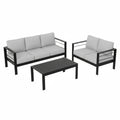 3 Piece Outdoor Patio Set Aluminum Black Gray Cushions