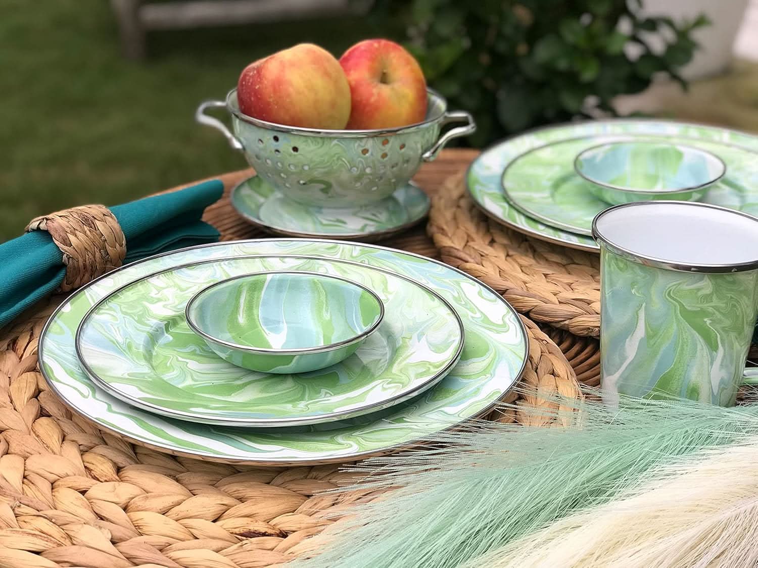 Golden Rabbit Enamelware Modern Monet Appetizer Plates - Set of 4