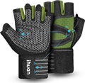ihuan Ventilated Weight Lifting Gym Workout Gloves with Wrist Wrap Support for Men & Women, Full Palm Protection, for Weightlifting, Training, Fitness, Hanging, Pull ups