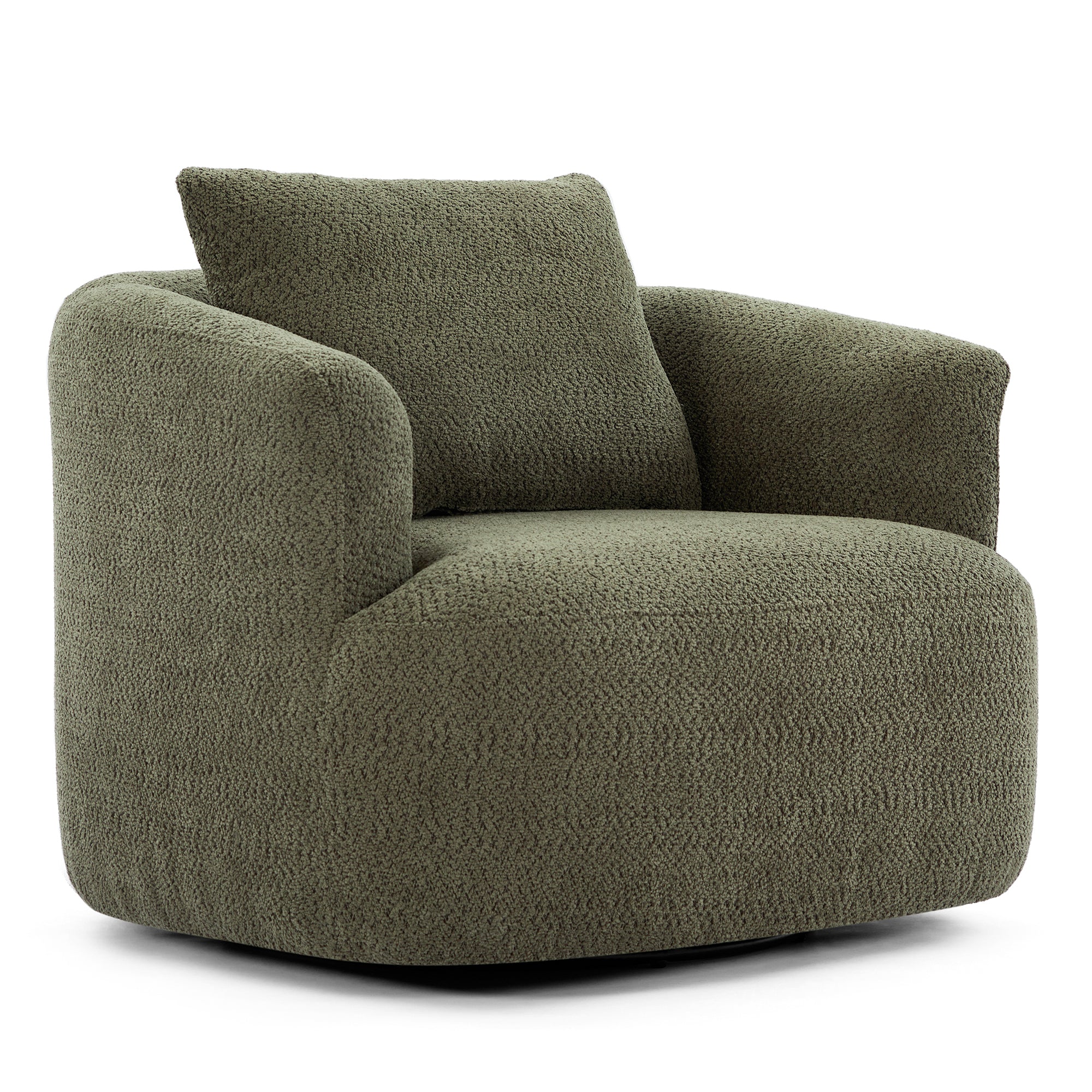 Accent Chair Swivel Barrel Chenille Green 360 Degree Pocket Spring 38 In