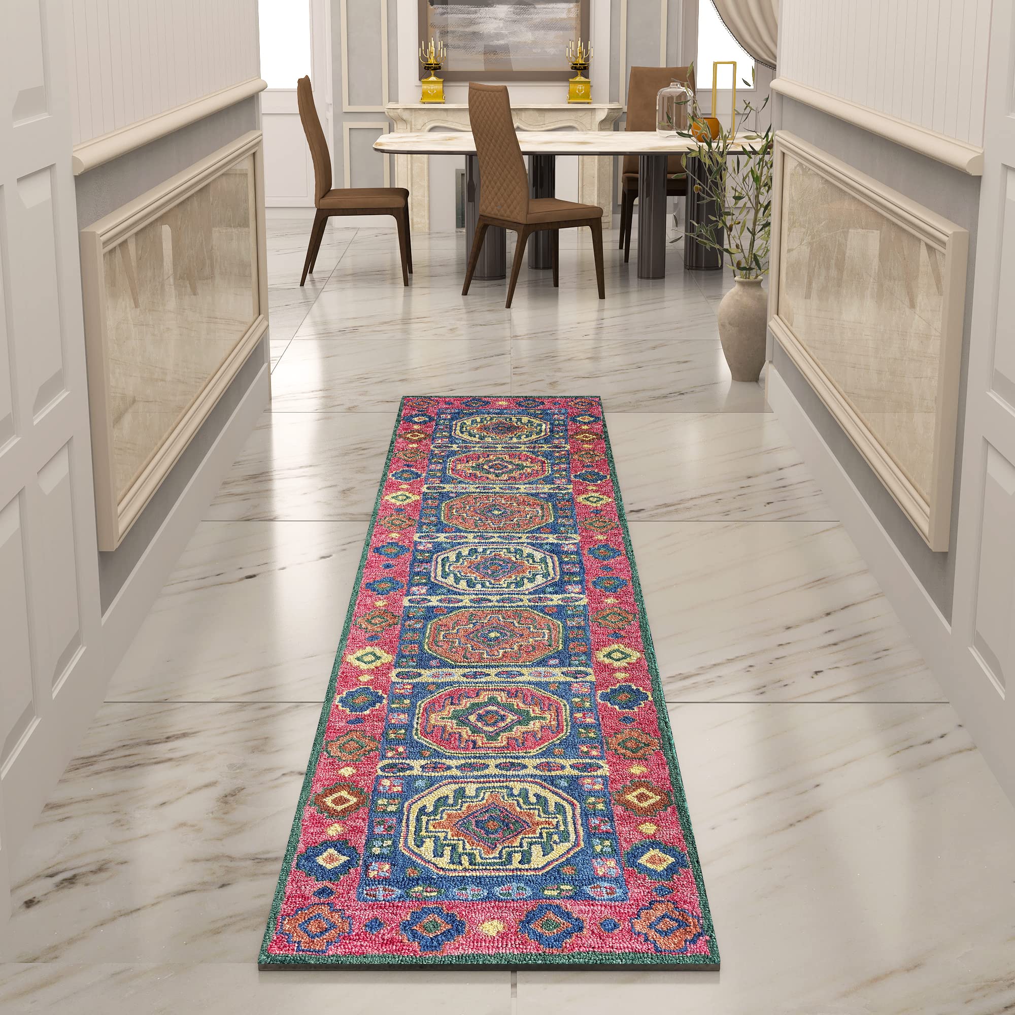 Premium Hand-Tufted Rug Made of 100% Wool  - Inca Myth - 2x10 Feet