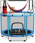 Toddler Trampoline for Kids Ages 3-8 - 5 ft Toddler Trampoline with Net, Basketball Hoop, Ocean Balls, Boxing Bag, Hammock - Indoor and Outdoor for Kids, Backyard