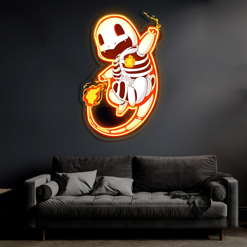 Charmander Pokemon LED Neon Light Sign - Handmade Gaming Wall Art