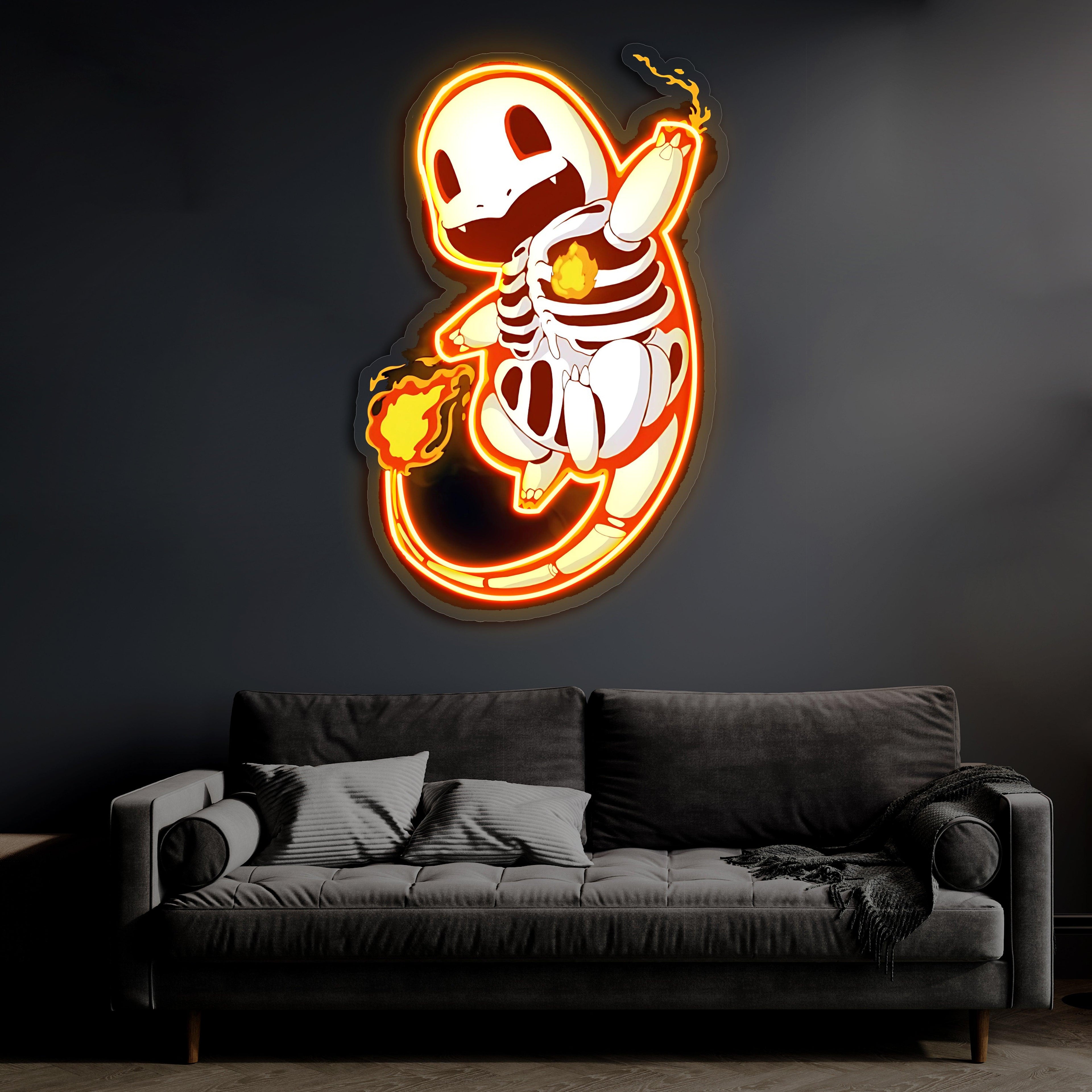Charmander Pokemon LED Neon Light Sign - Handmade Gaming Wall Art