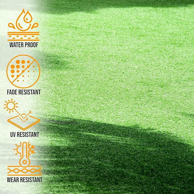 Ottomanson Artificial Turf Golf Hitting Mat 6'6" x 8' Indoor/Outdoor Waterproof Synthetic Fake Grass for Putting Practice Baseball Football Sports Gym Backyard, Custom Size 2' up to 30'
