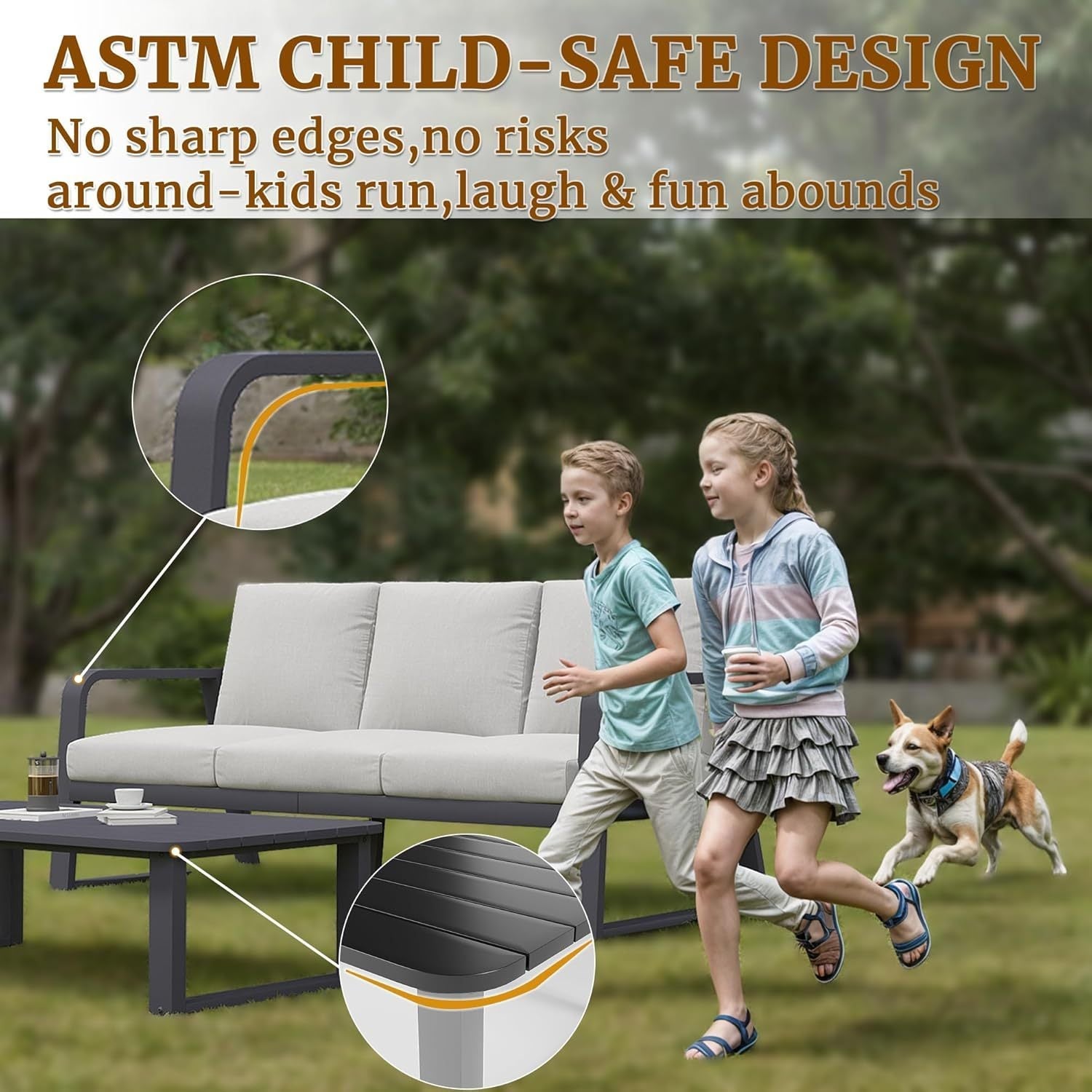 Outdoor Sofa Set 4 Piece Aluminum Memory Foam