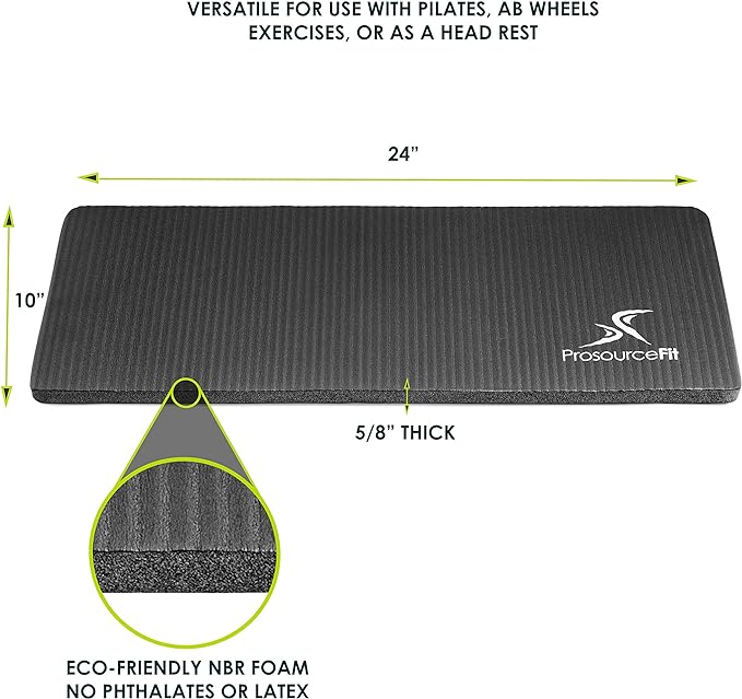 ProsourceFit Extra Thick Yoga Knee Pad and Elbow Cushion 15mm (5/8”) Fits Standard Mats for Pain Free Joints in Yoga, Pilates, Floor Workouts