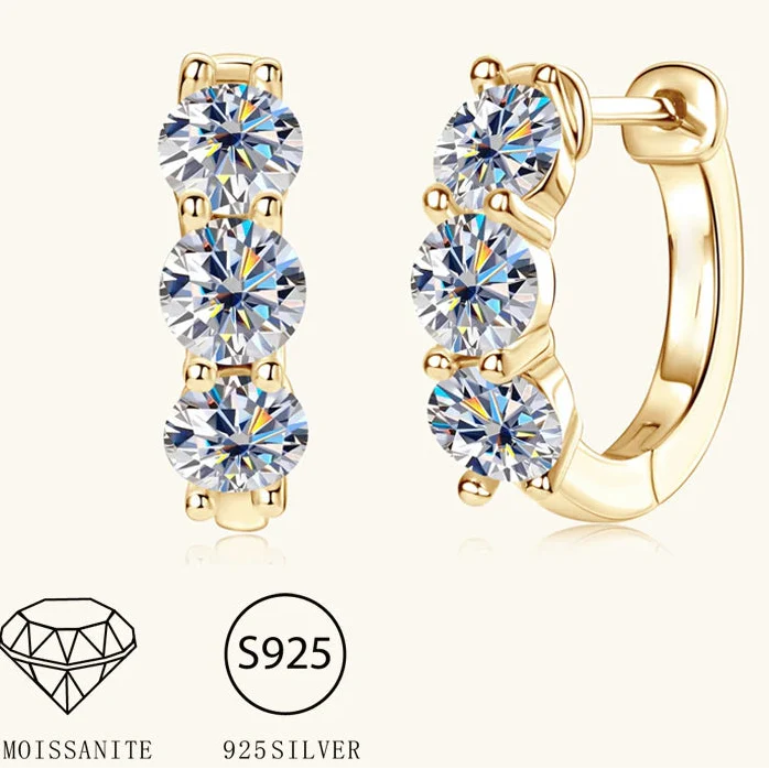 925 Sterling Silver Moissanite Hoop Earrings - Sparkling Gift for Women