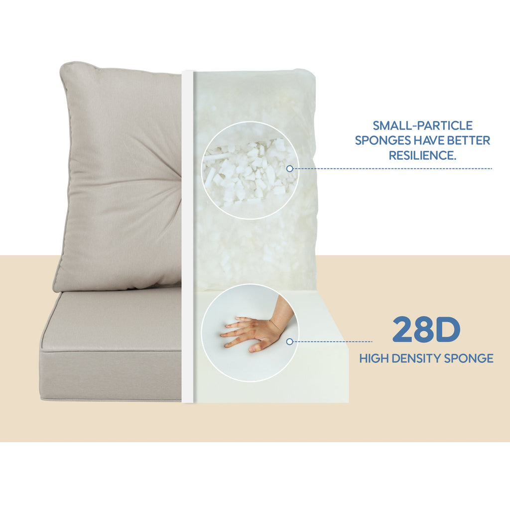 Outdoor Deep Seat Cushion Set Polyester Beige 24x24x4in Waterproof