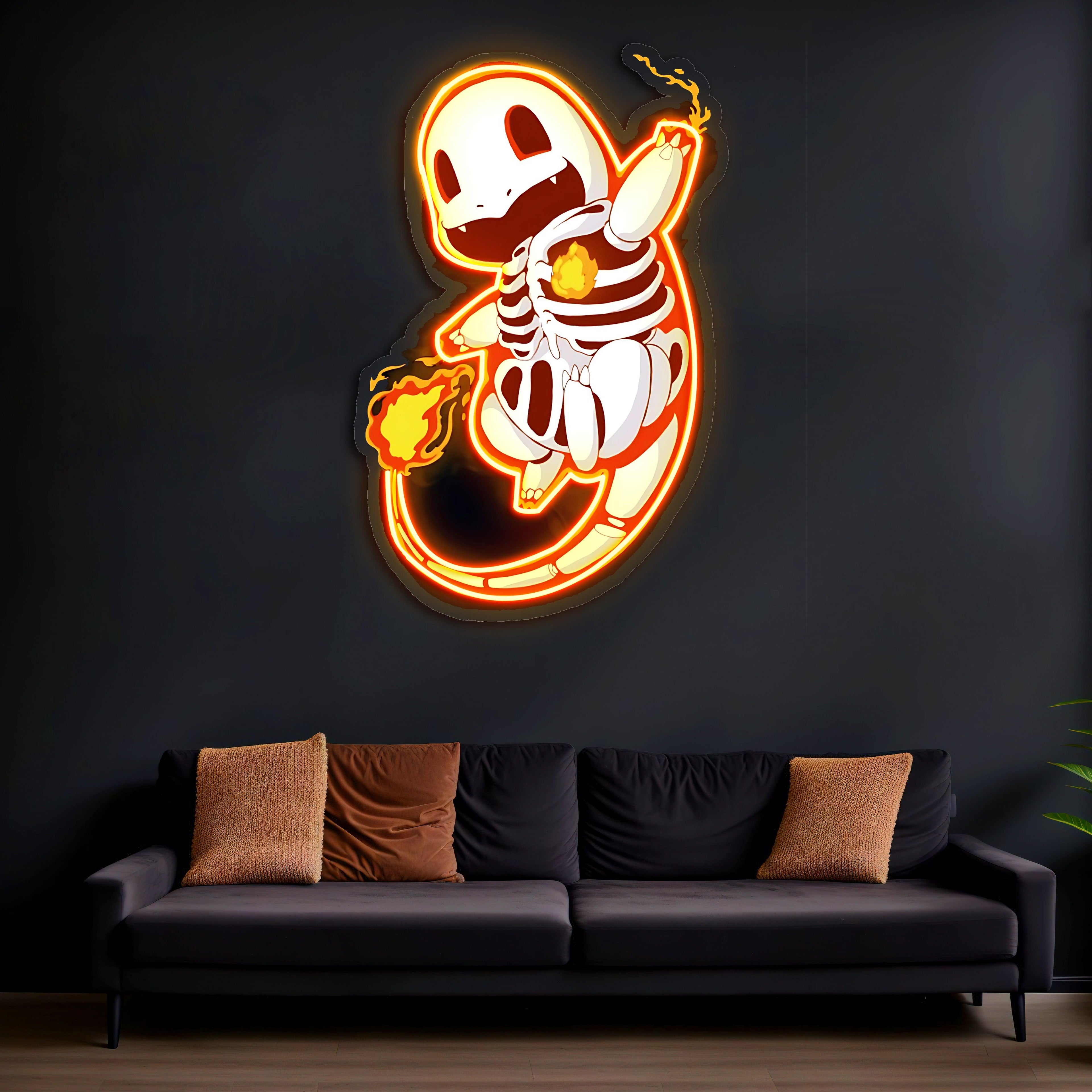 Charmander Pokemon LED Neon Light Sign - Handmade Gaming Wall Art