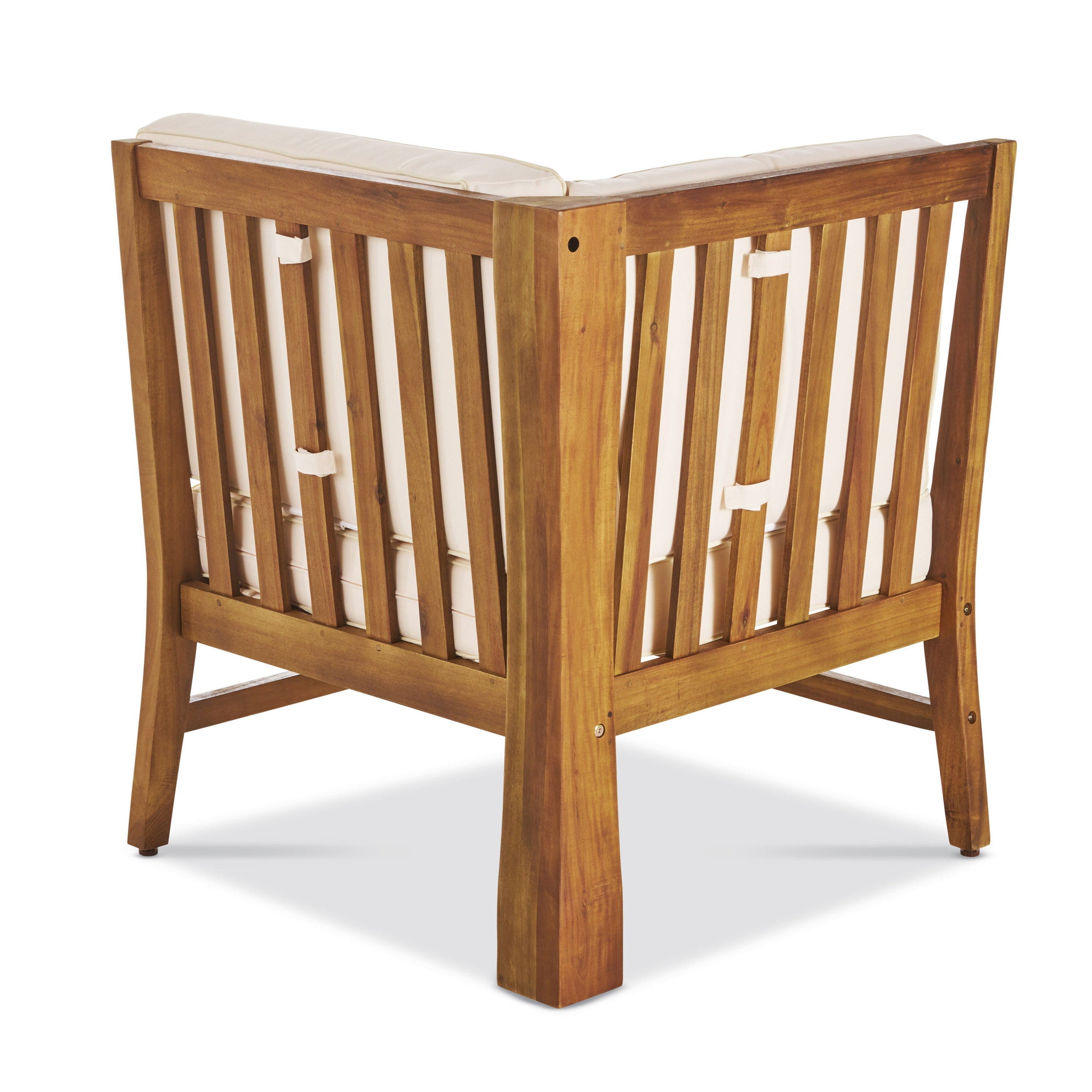 Outdoor Sectional Set Acacia Wood Cream 6 Piece Modular Seats 5