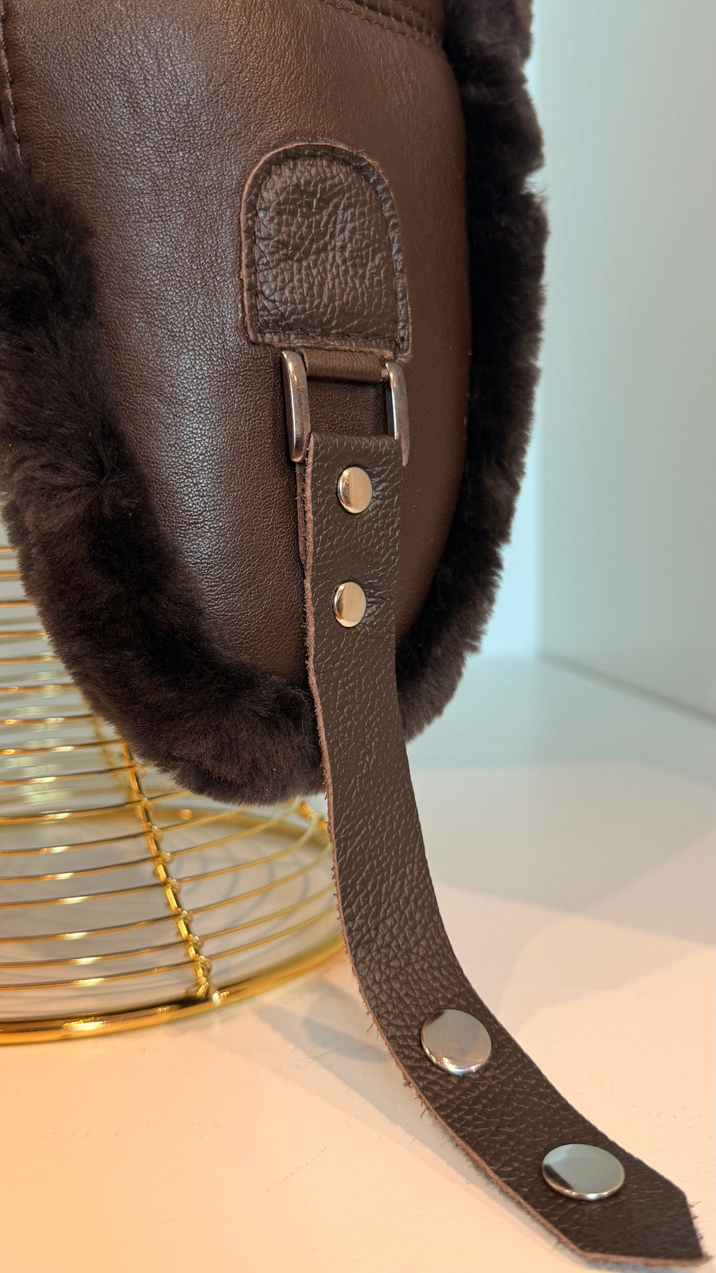 Genuine Leather Shearling Hat Unisex