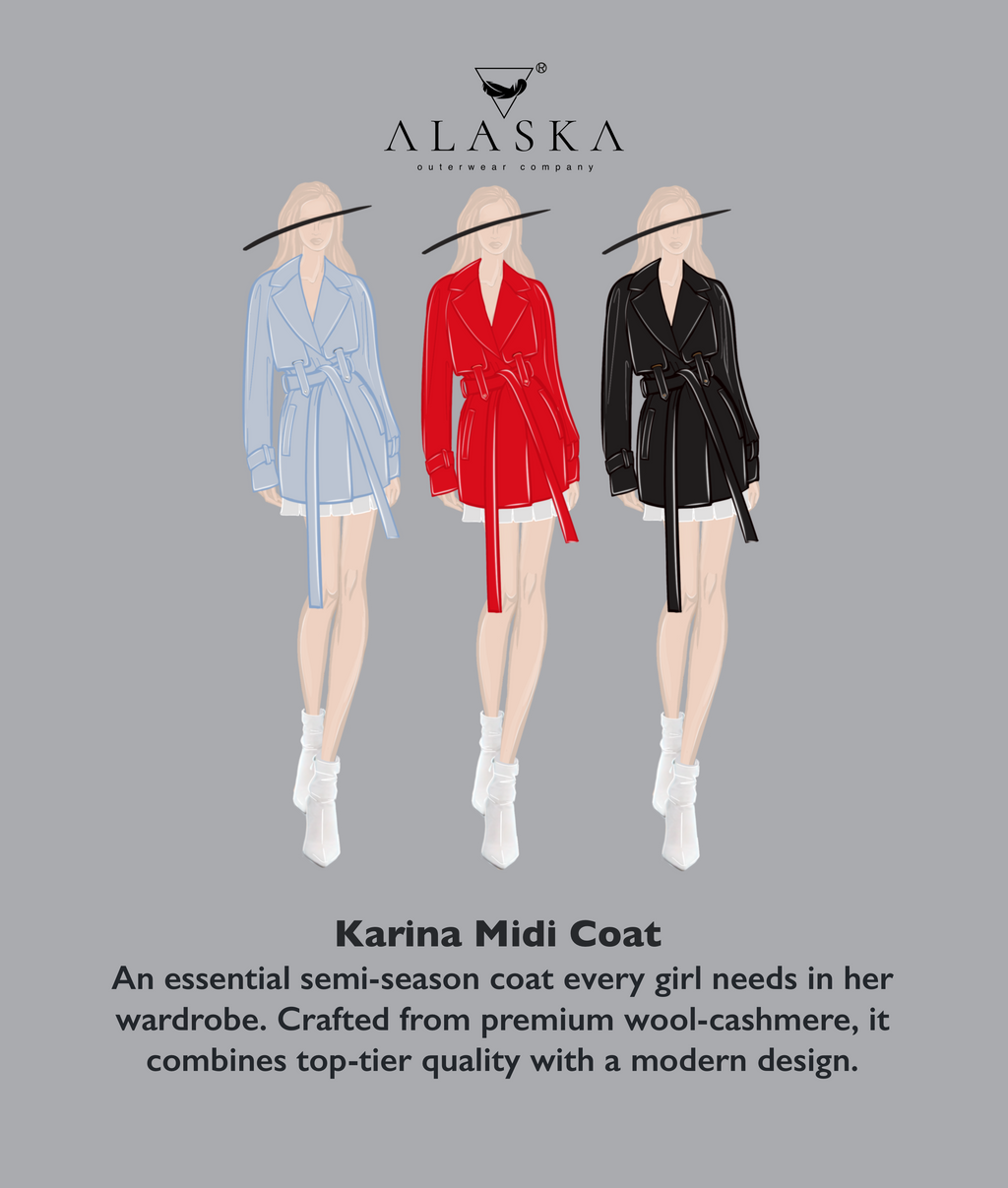 Karina Midi Cashmere Wool Blend Coat In Black