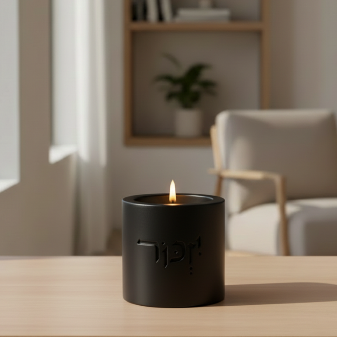 Elegant Yizkor Memorial Concrete Candleholder – To Remember Series