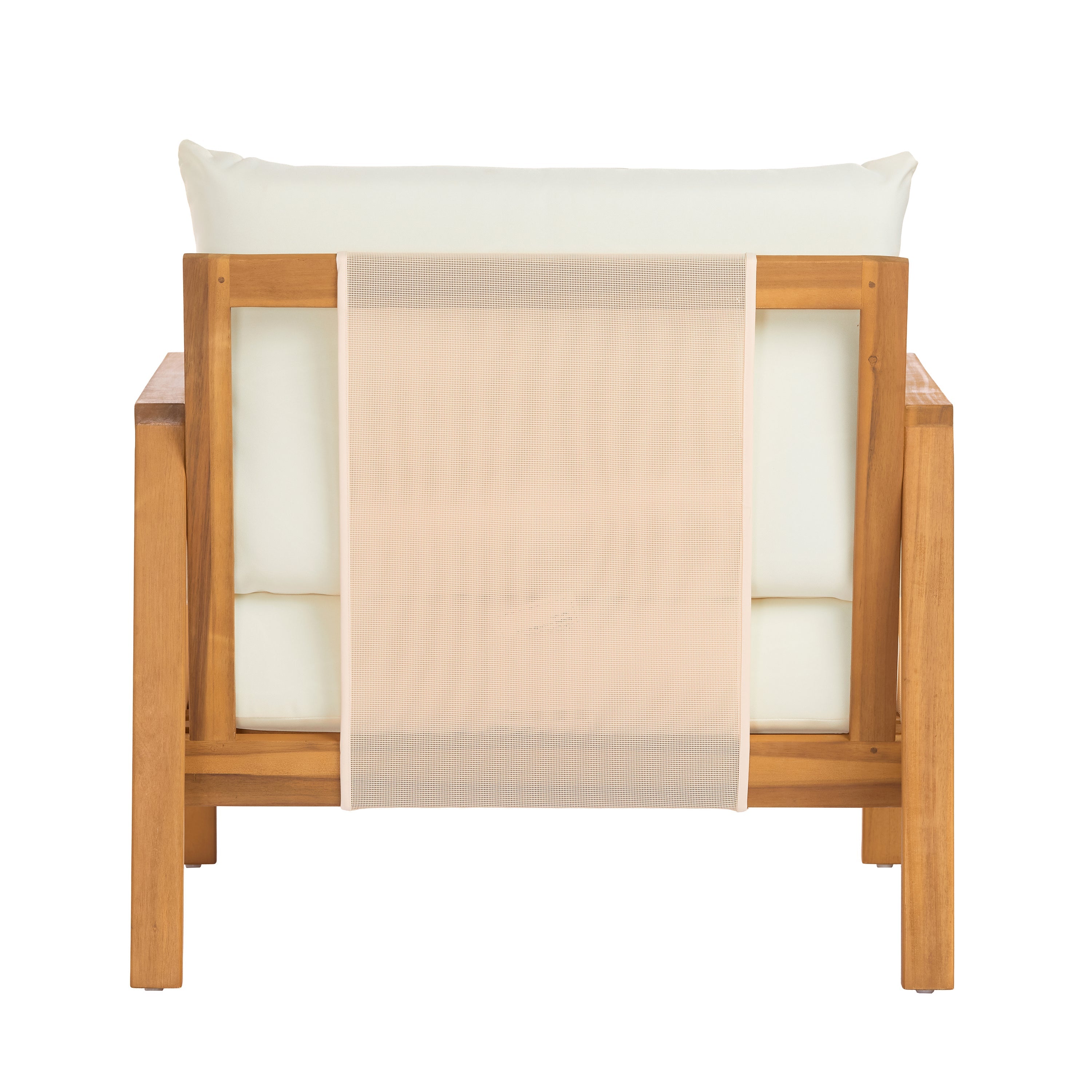 Outdoor Sofa Set Acacia Wood Textilene Teak Beige 4 Piece Seats 4