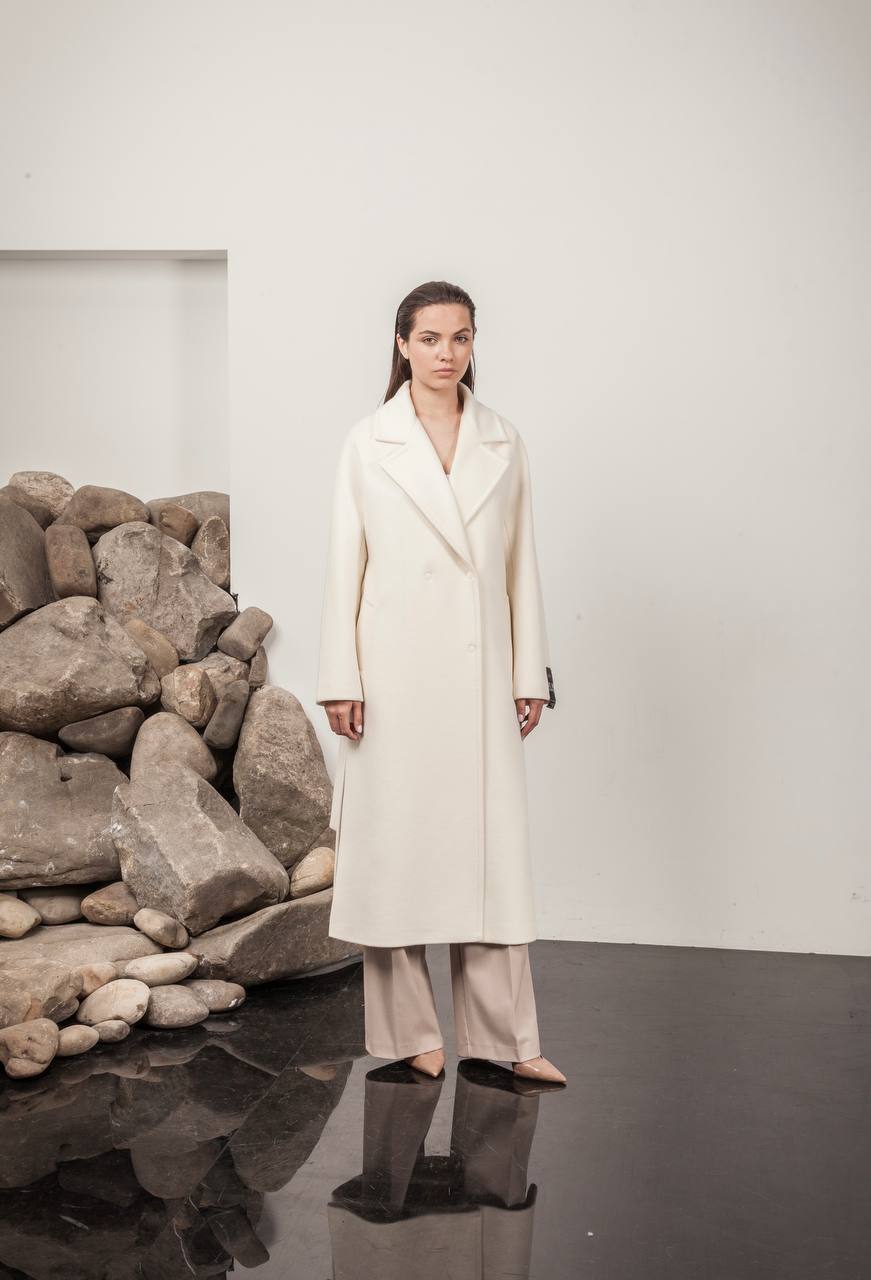 Premium 100% Australian Merino Wool Coat in Marshmallow