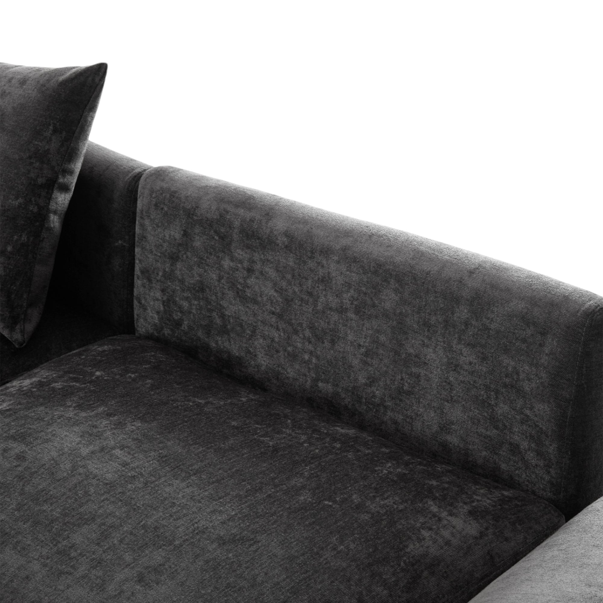 Sectional Sofa U-Shape Modular Chenille Black 5-Seat USB Ports 86.6x61.4 In