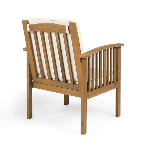 Outdoor Conversation Set Acacia Wood Cream Cushion 3 Piece Foldable