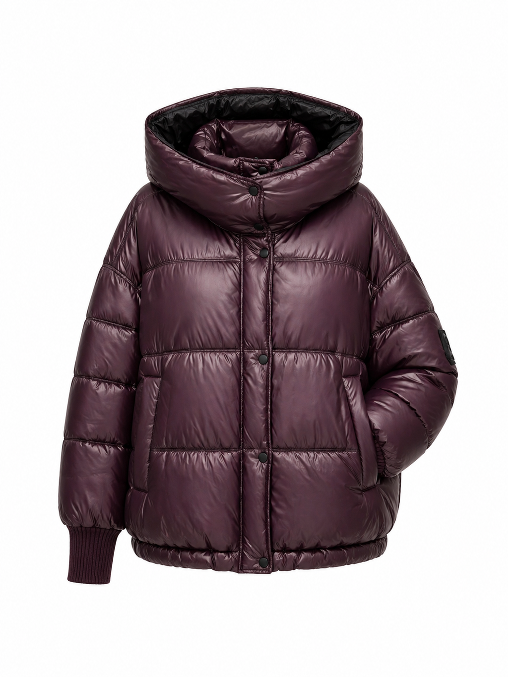 ⇆ Reversible Hooded Bio-Down Jacket in Burgundy/Black