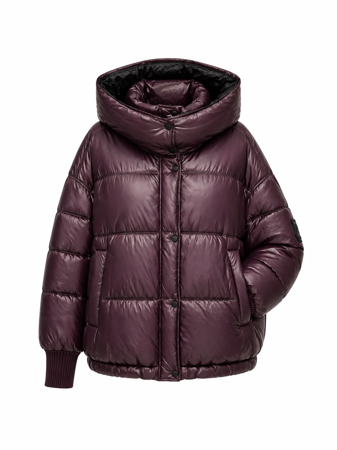 ⇆ Reversible Hooded Bio-Down Jacket in Burgundy/Black