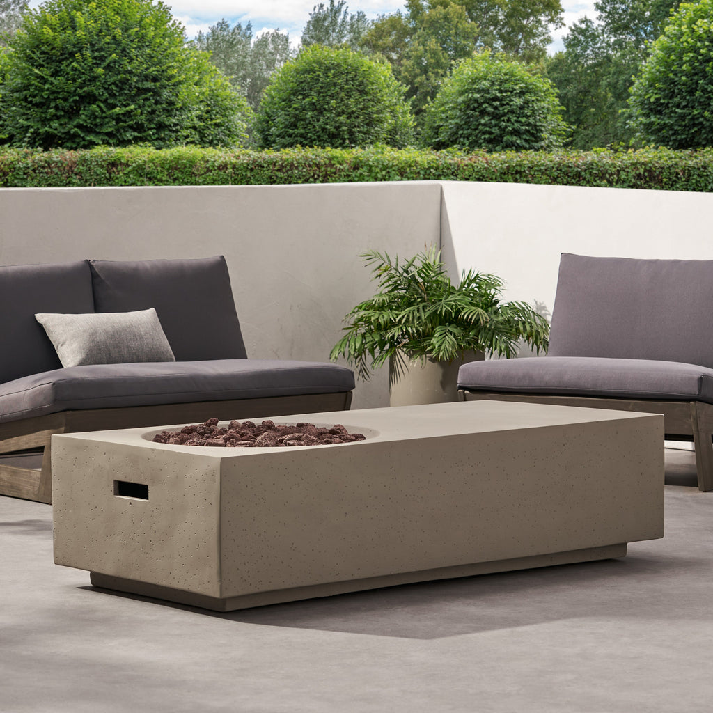 Rectangle 14.75 in MGO Fire Pit 50,000 BTU Light Grey (Tank Cover Not Included)
