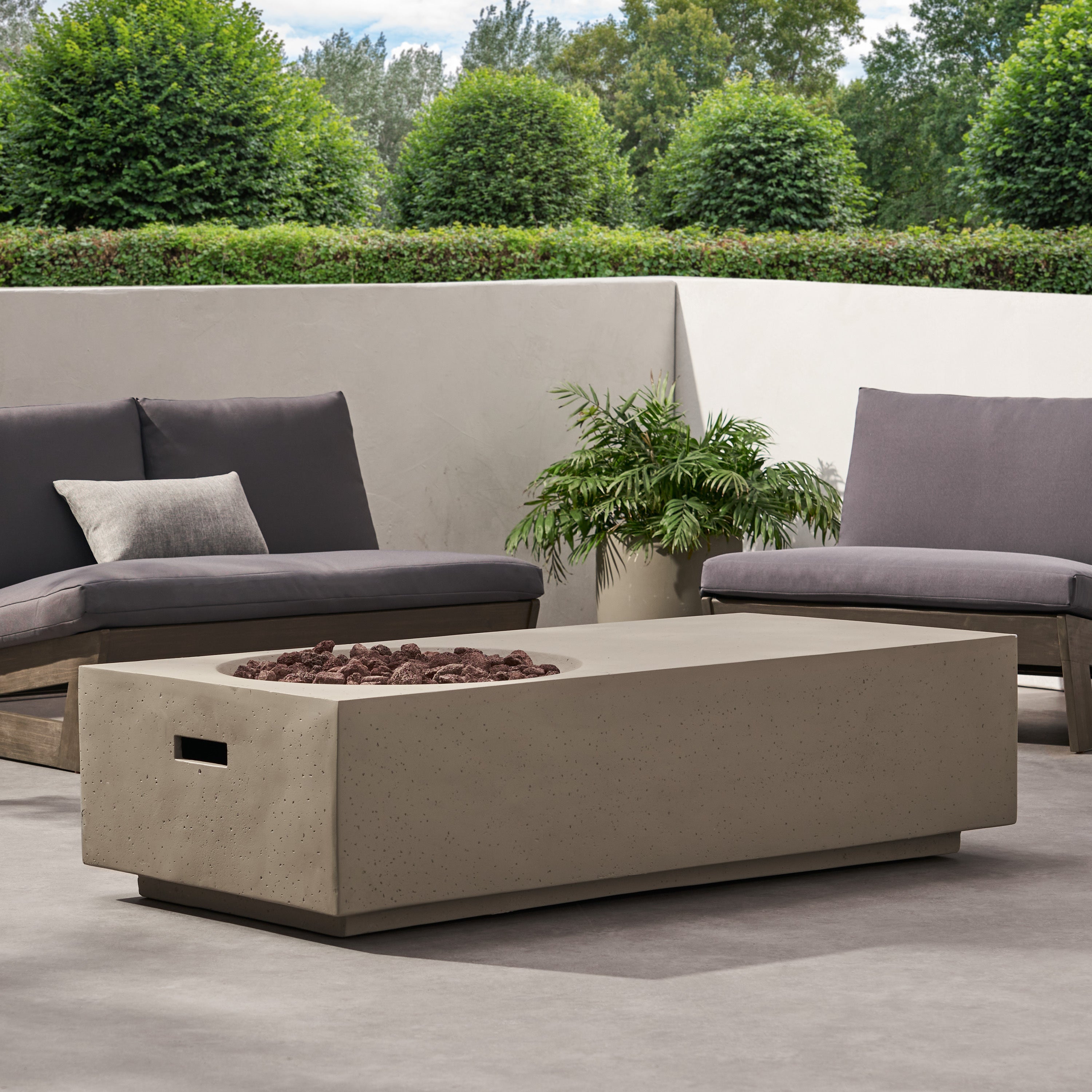 Rectangle 14.75 in MGO Fire Pit 50,000 BTU Light Grey (Tank Cover Not Included)
