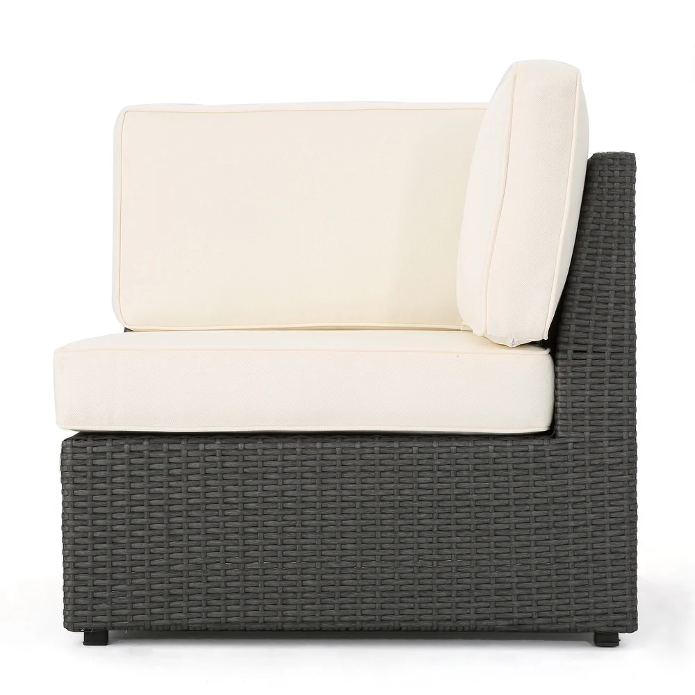 Outdoor Sectional Set PE Rattan Iron Dark Brown 8 Piece