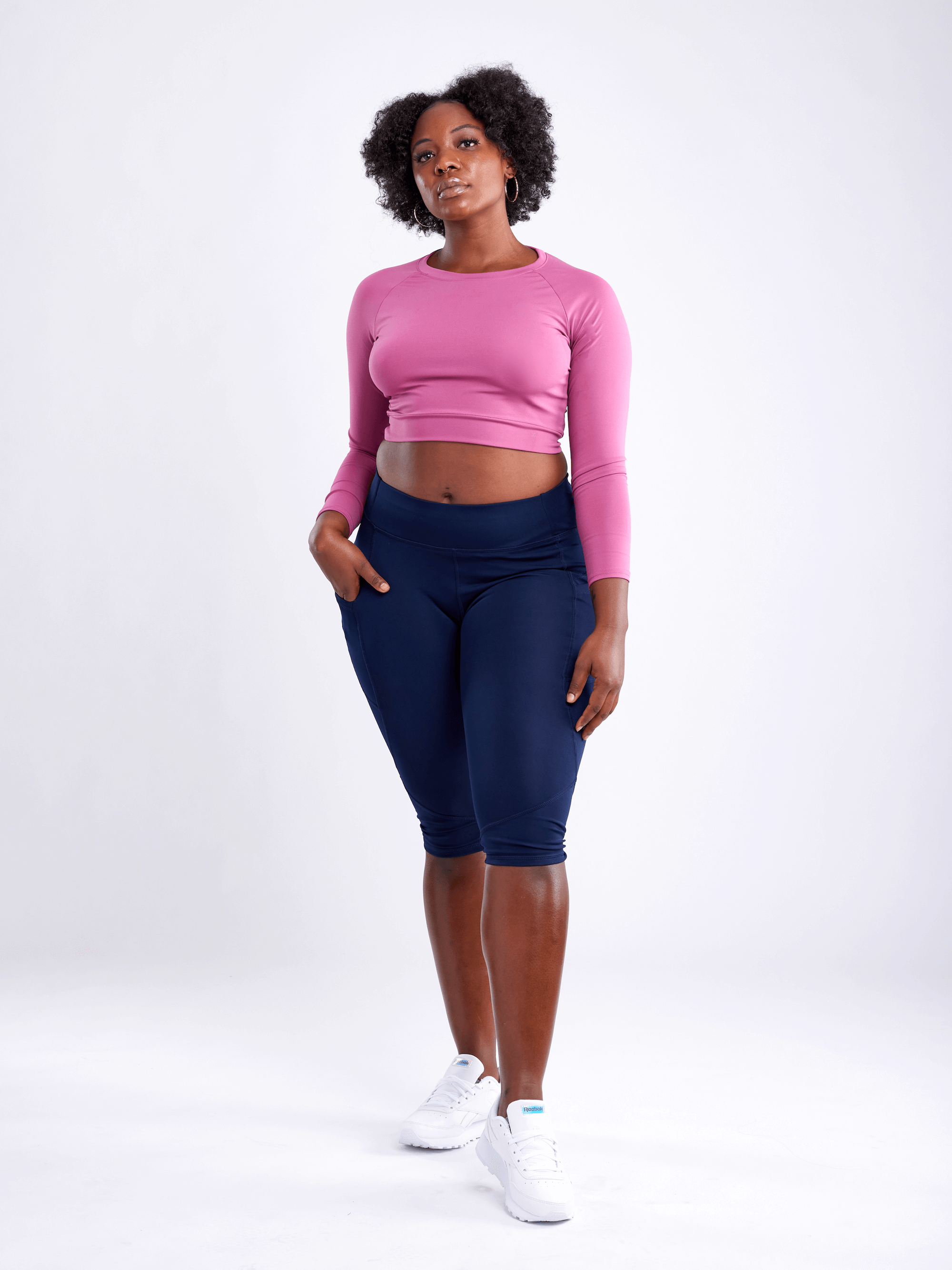 JupiterGear Mid-Rise Capri Fitness Leggings with Side Pockets