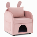Pink Velvet Accent Chair Bunny Ear Pet Hideaway 27x25x37
