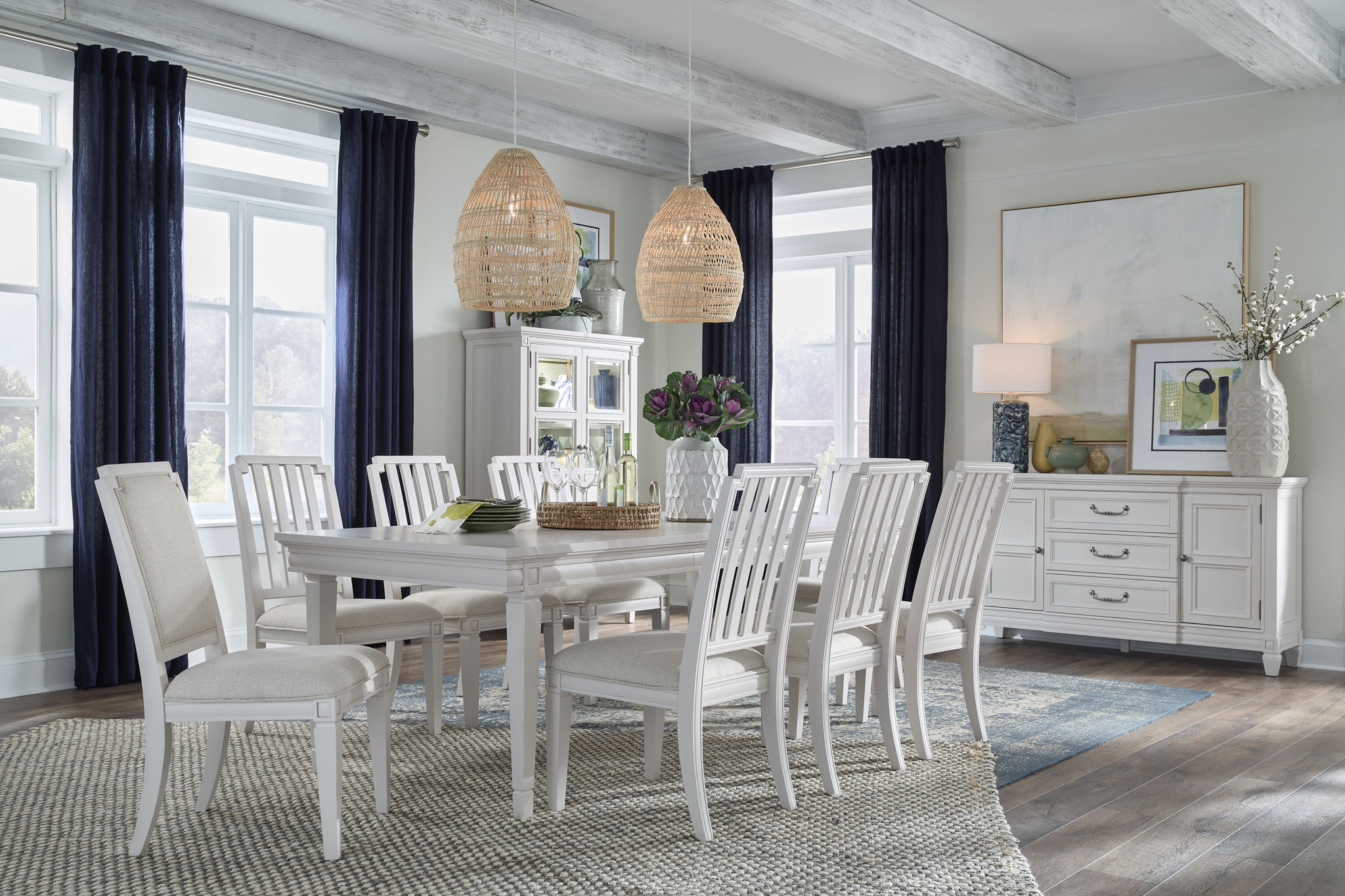 Willowbrook - Upholstered Side Chair With Wood Slat Back (Set of 2) - Egg Shell White