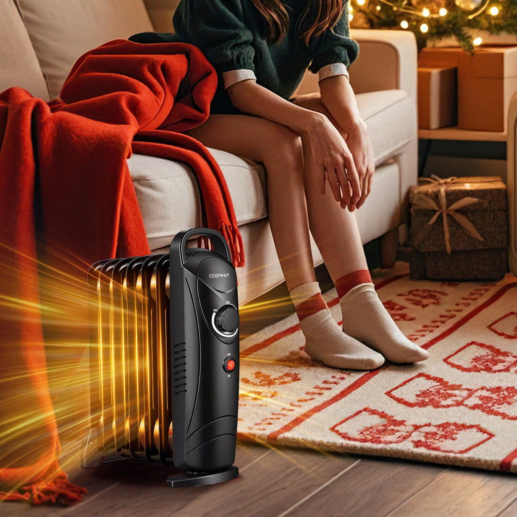700W Electric Oil Filled Radiator Heater with Adjustable Thermostat