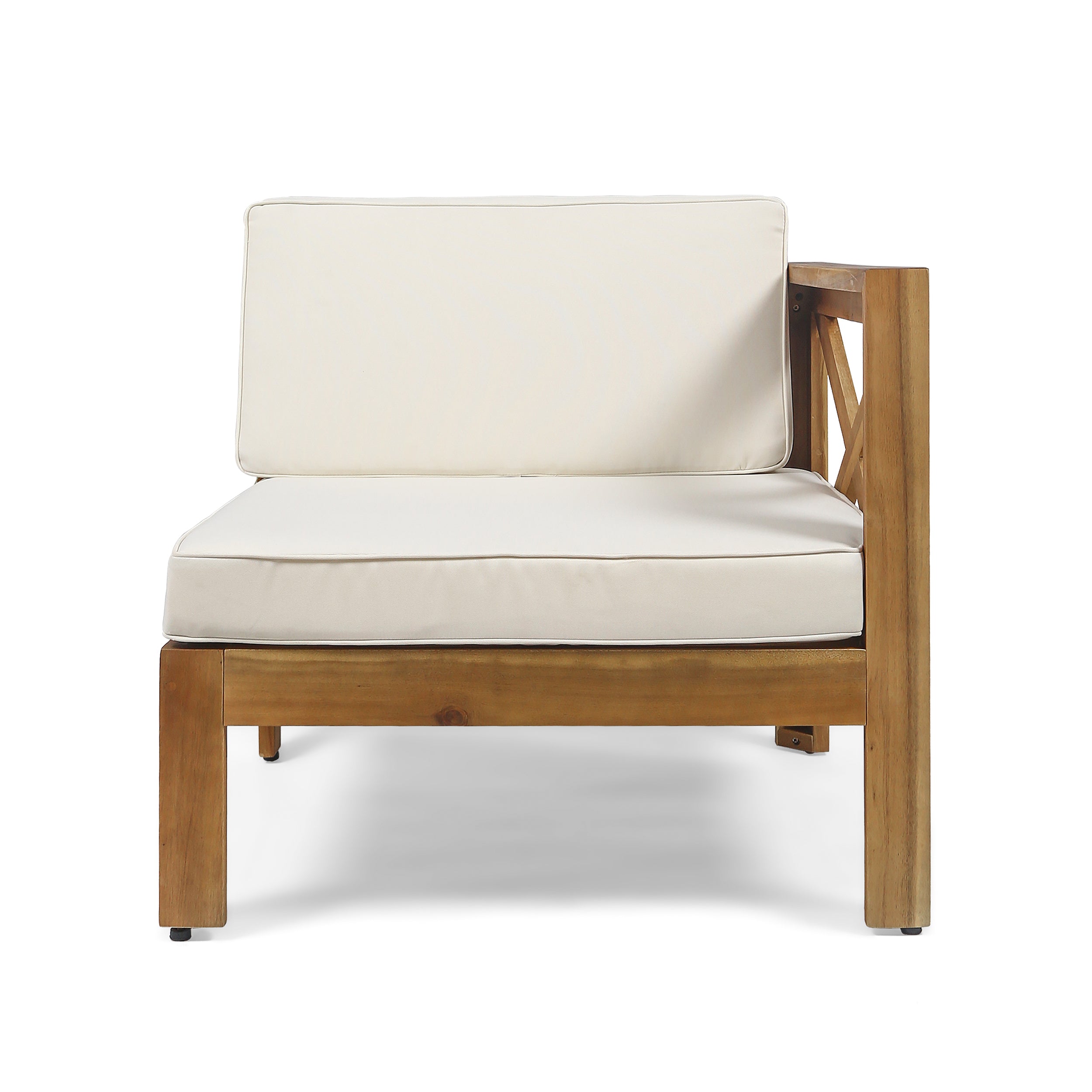 Outdoor Sectional Set Acacia Wood Beige 5 Piece L Shape Seats 4