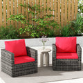Outdoor Sofa Set PE Rattan Gray 2 Piece 360lb