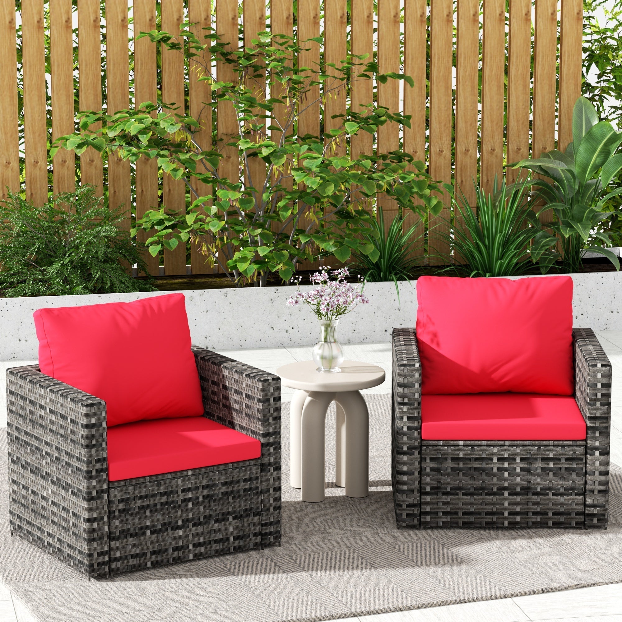 Outdoor Sofa Set PE Rattan Gray 2 Piece 360lb