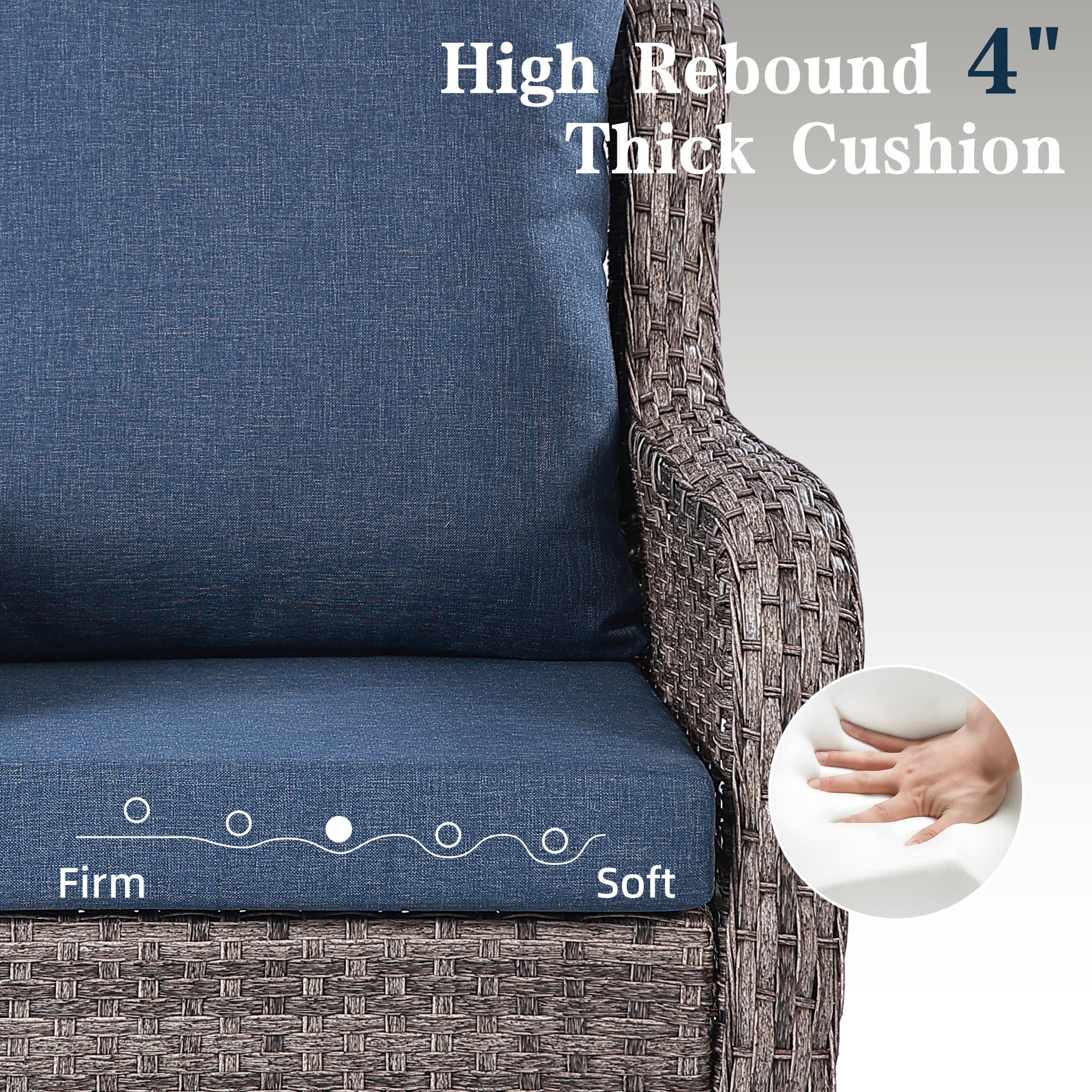 Outdoor Patio Set PE Rattan 6-Piece Sofa Swivel Rockers Gray