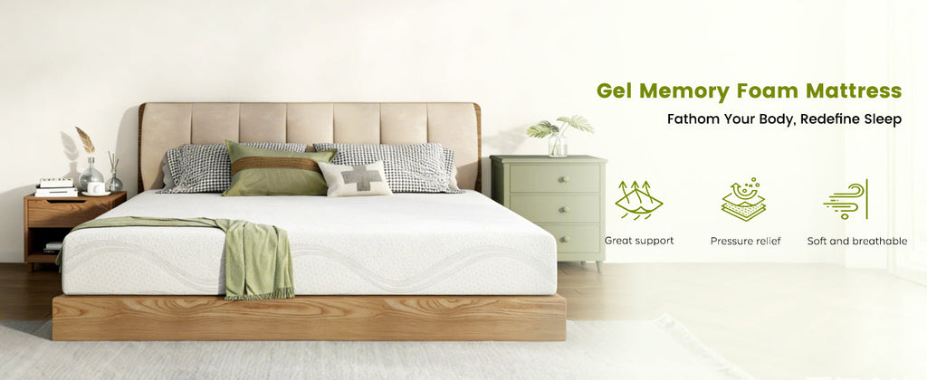 Mattress Memory Foam White Queen 10in Gel Cooling Layers