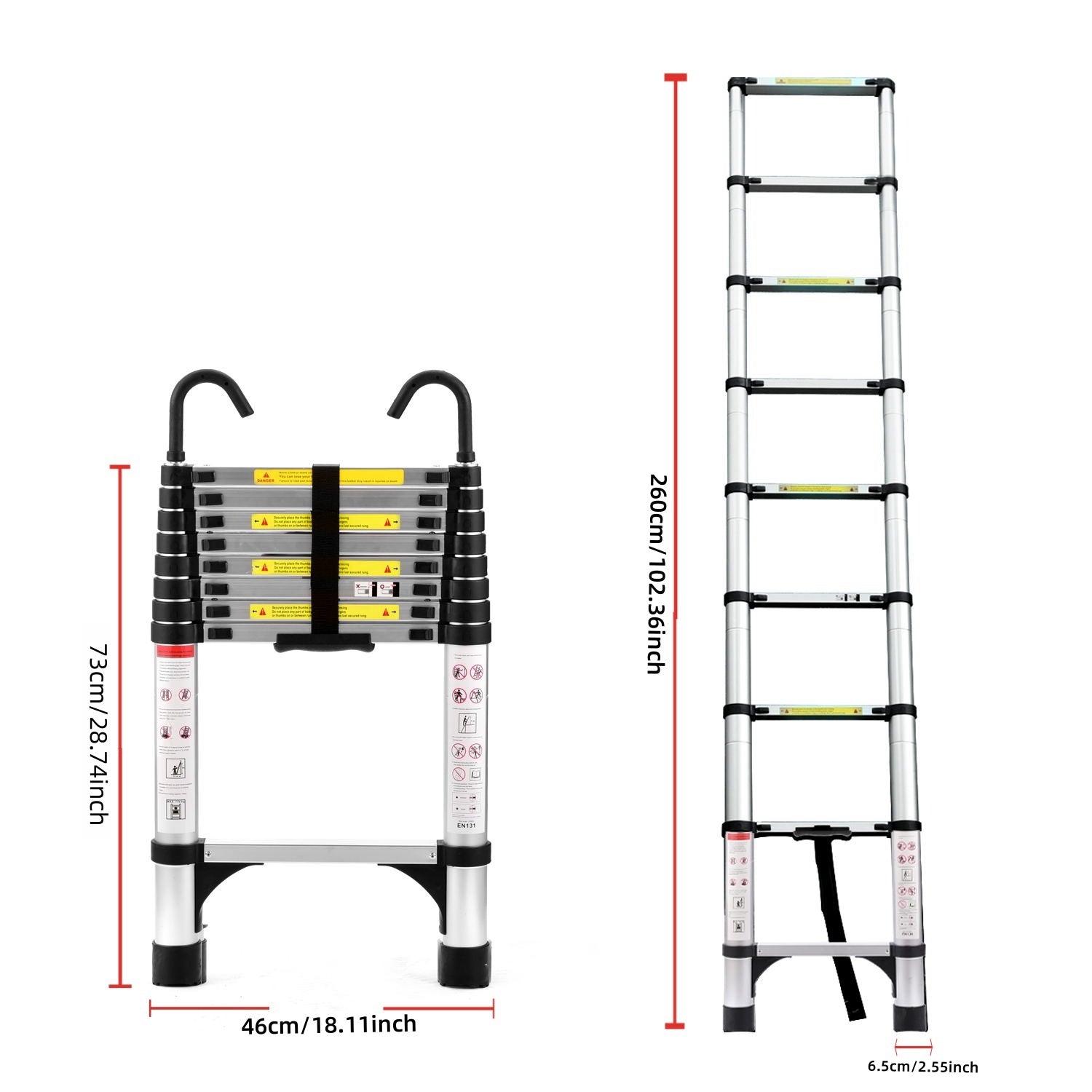 8.5FT Telescopic Aluminum Alloy Multi-Purpose Ladder