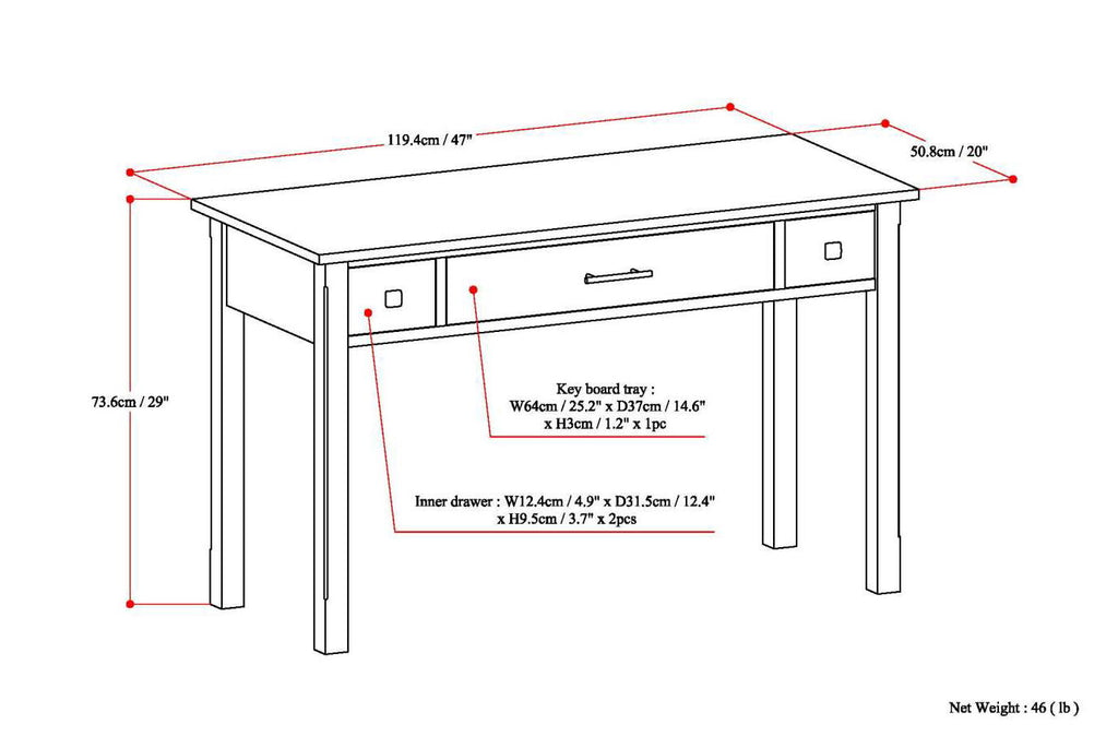 Avalon - Handcrafted Writing Office Desk