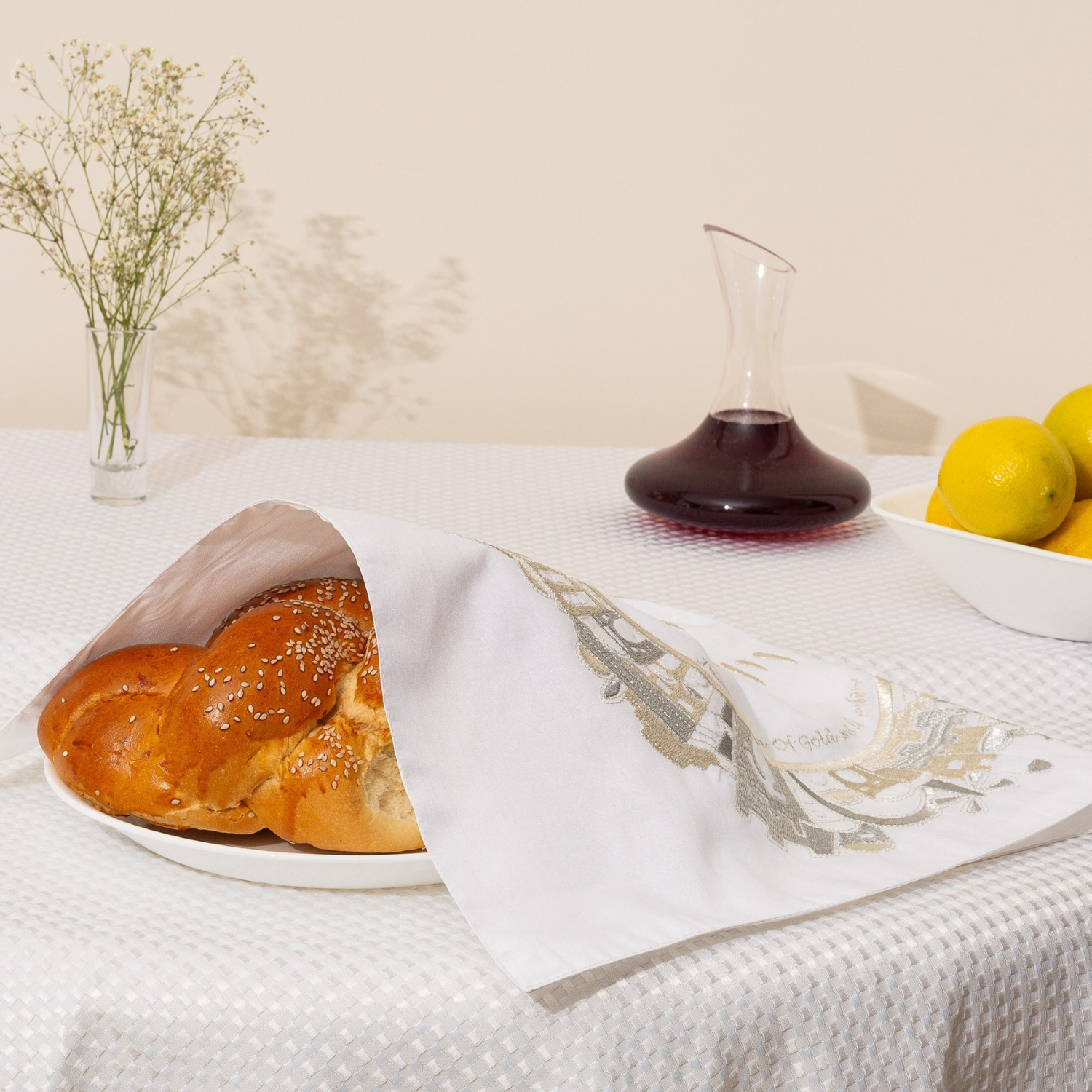 Festive Challah Cover with Jerusalem Embroidery – Roots, Beauty, and Style | Jerusalem Series