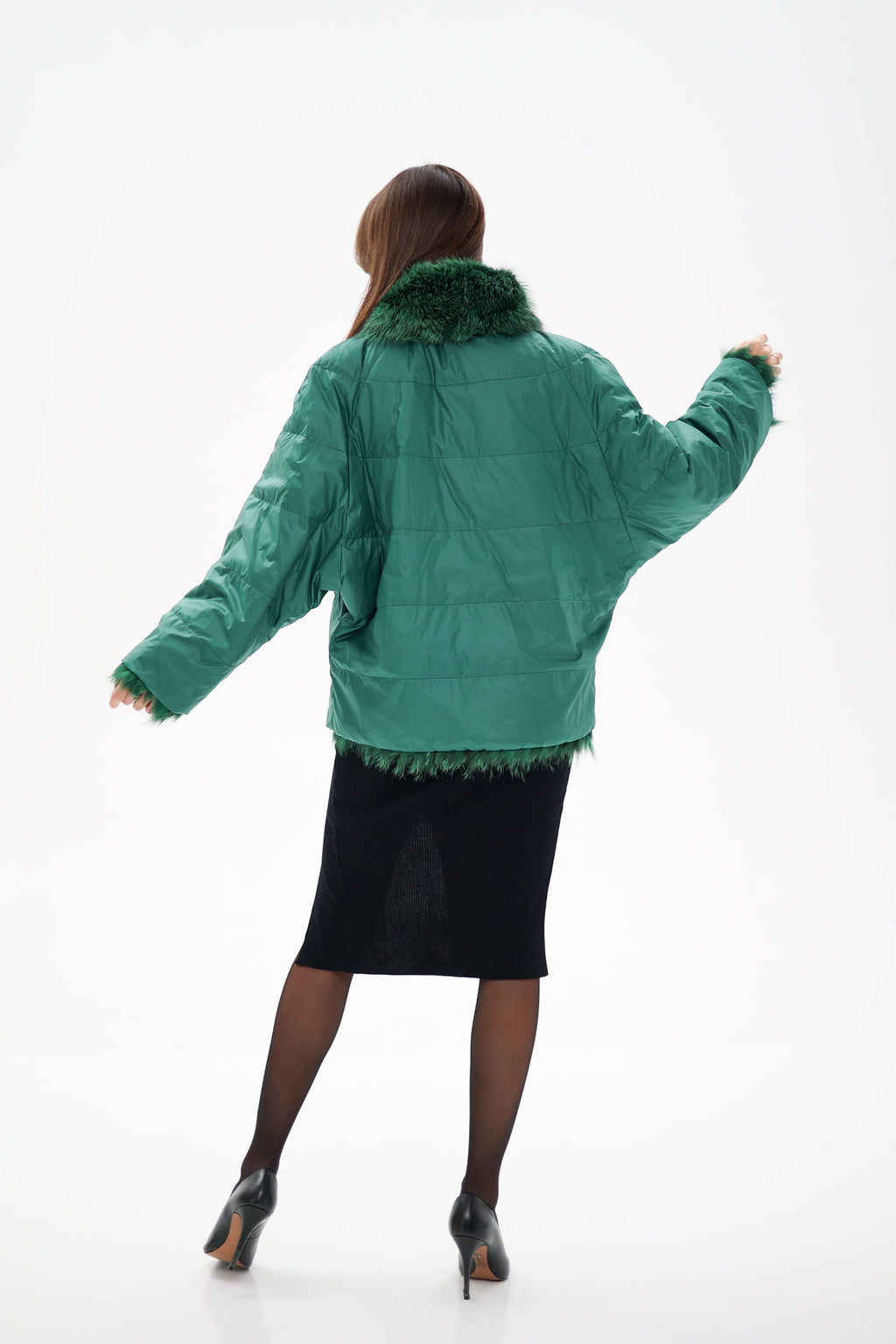 Reversible Genuine Silver Fox  Down Fill Coat