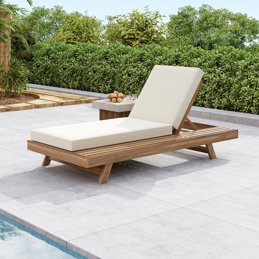 Lounge Chaise Set, Space Available On One Side, Acacia Wood In