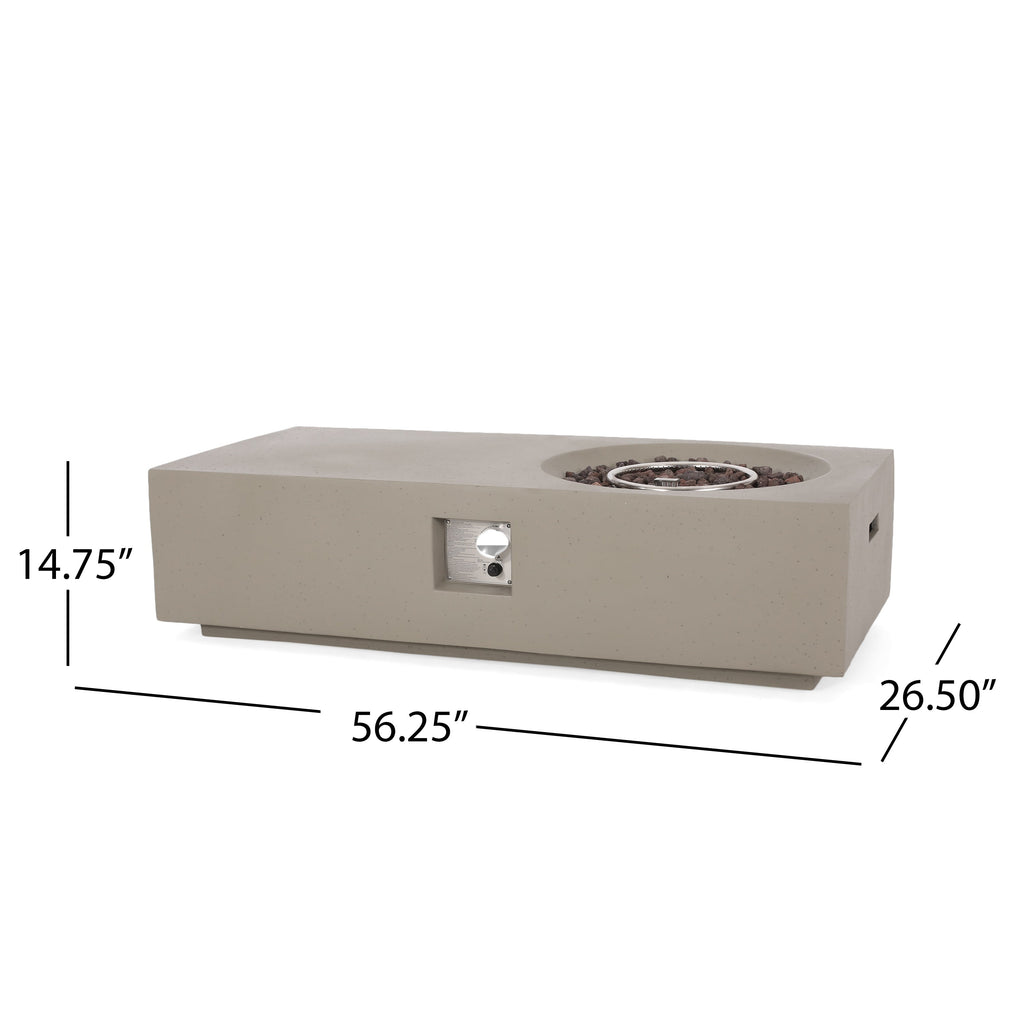 Rectangle 14.75 in MGO Fire Pit 50,000 BTU Light Grey (Tank Cover Not Included)