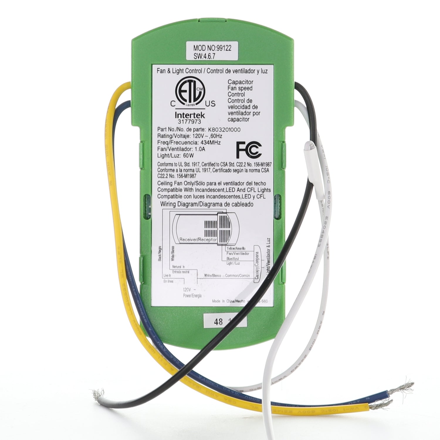 Substitute for Hunter 99122 Ceiling Fan Receiver - 99122-Receiver [63T-AC83T-KIT]