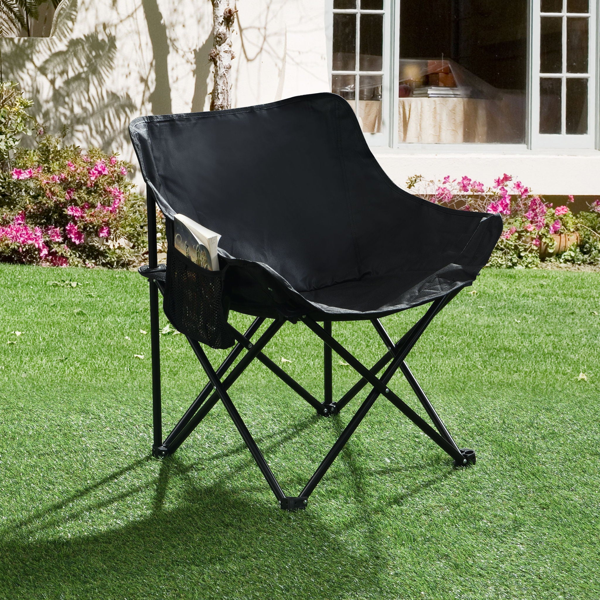 2 Pieces Outdoor Camping Chairs Folding / Portable, Comfortable Seating, Durable Steel Fram