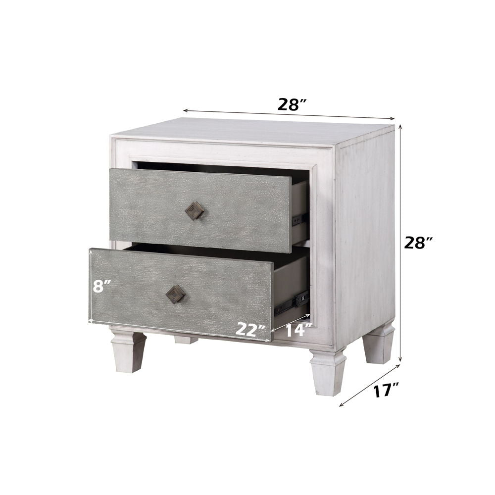 Katia - Nightstand - Rustic Gray & Weathered White